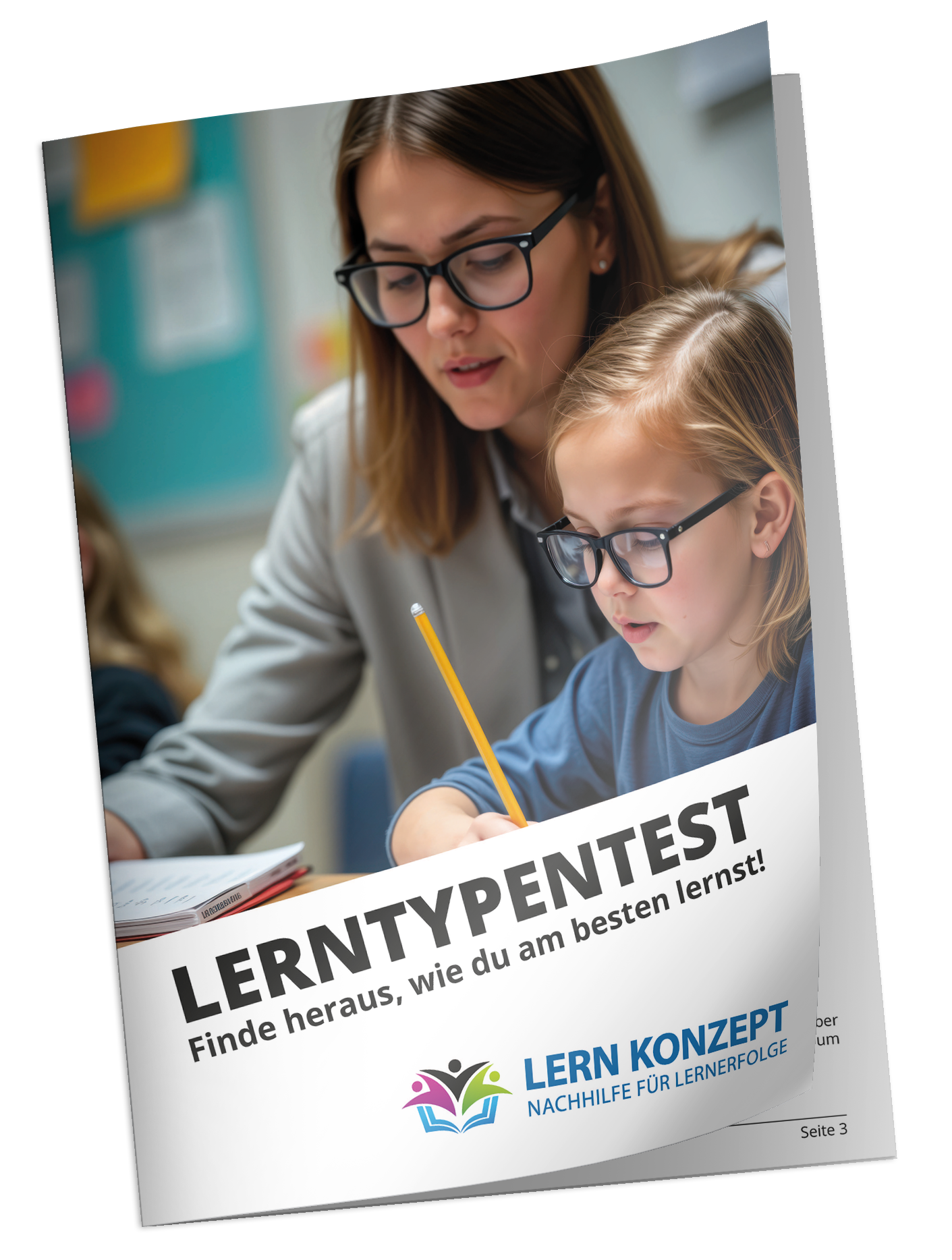 Lerntypen-Test PDF von Lern Konzept - Cover mit Schülerin und Lehrerin